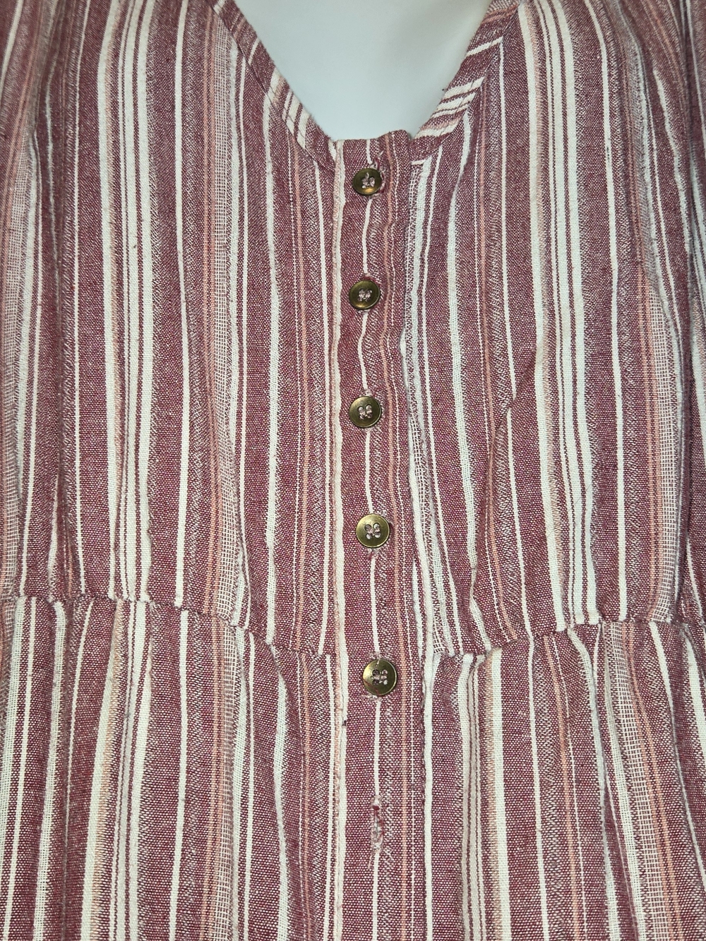100% Cotton Akua By Jaase Striped Sleeveless V-Neck Jumpsuit in Mauve Pink - Picture 6 of 9